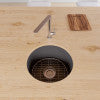 Black Matte Round 18" x 18" Undermount / Drop In Fireclay Prep Sink