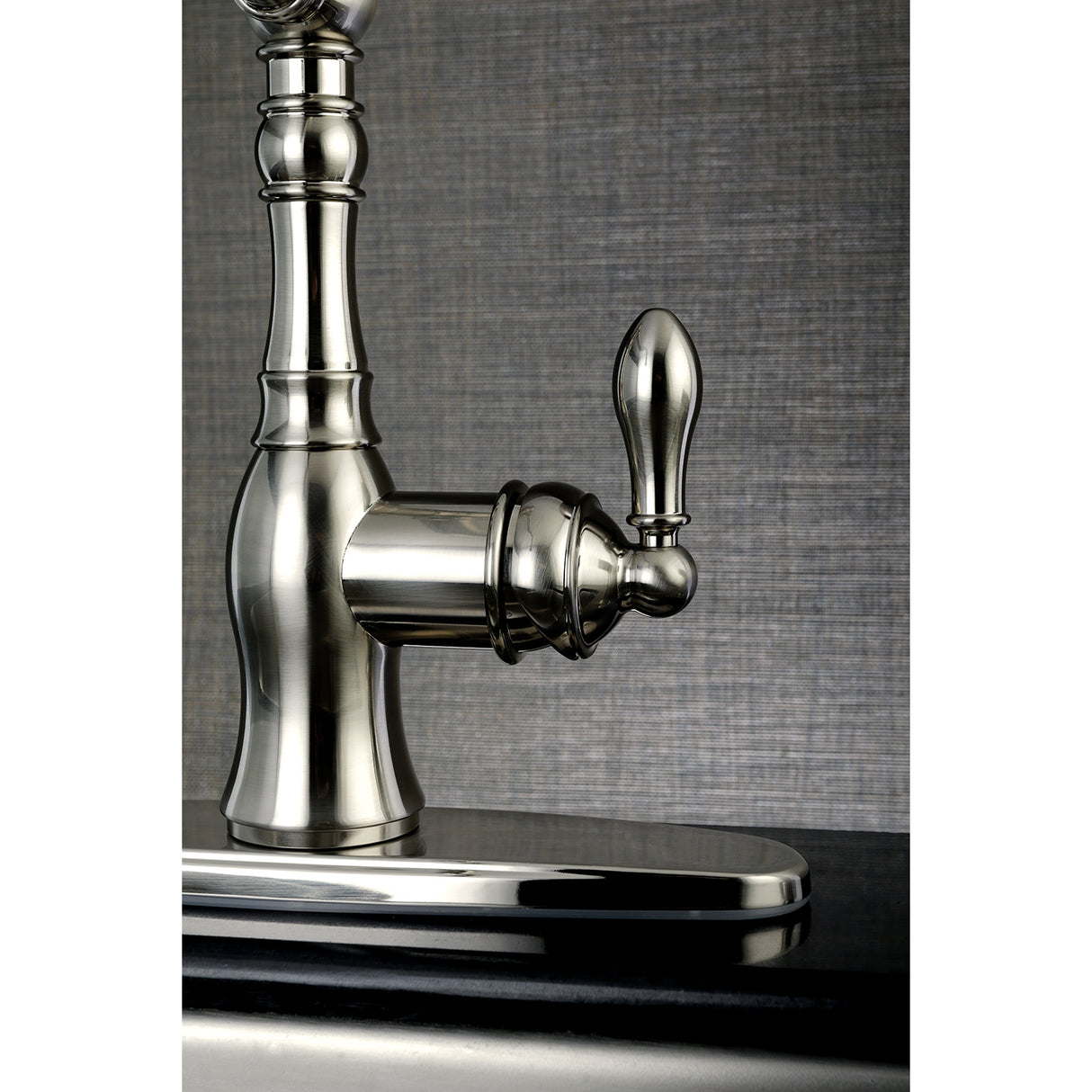 Gourmetier GSY7708ACLSP American Classic Single-Handle Kitchen Faucet with Brass Sprayer, Brushed Nickel