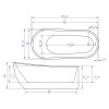 ALFI brand AB8826 68 inch White Oval Acrylic Free Standing Soaking Bathtub