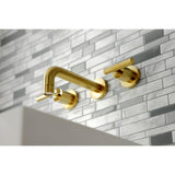 Kingston Brass KS8127CML Manhattan 2-Handle 8 in. Wall Mount Bathroom Faucet, Brushed Brass
