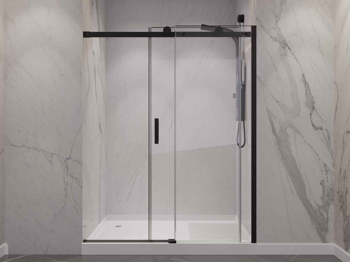 ANZZI SD-FRLS05702MBR Series 60 in. x 76 in. Frameless Sliding Shower Door with Handle in Matte Black