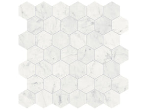 Anatolia Tile 2" Hex Eterna Bianco Polished Marble Mosaic 5001-0269-0 * 1 Sheet = .99 Sqft * Eterna Bianco Hexagon 2" Polished - premium natural stone mosaic tile from Anatolia Tile, available at PoshHaus showroom in Keene, NH