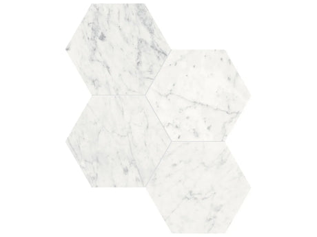 Anatolia Tile 6" Hex Eterna Bianco Polished Marble Mosaic 5001-0267-0 * 1 Sheet = .88 Sqft * Eterna Bianco Hexagon 6" Polished - premium natural stone mosaic tile from Anatolia Tile, available at PoshHaus showroom in Keene, NH