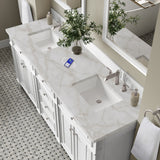 Bristol 72" Double Vanity, Bright White w/ 3 CM Victorian Silver Silestone Top w/FreePower Wireless Charger