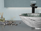 ANZZI LS-AZ903 Amalfi Round Glass Vessel Bathroom Sink with Stellar Grey Finish