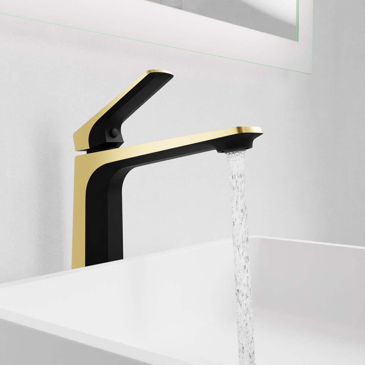 ANZZI L-AZ904MB-BG Single Handle Single Hole Bathroom Vessel Sink Faucet With Pop-up Drain in Matte Black & Brushed Gold