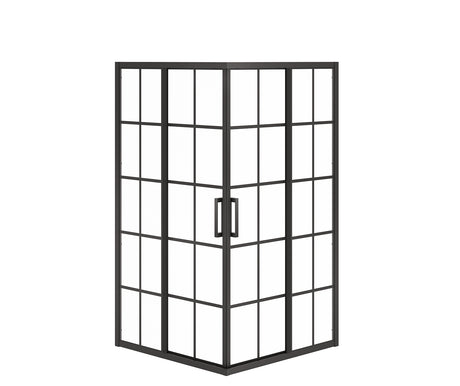 MAAX 137451-977-340-000 Radia Square 42 x 42 x 71 ½ in. 6 mm Sliding Shower Door for Corner Installation with French glass in Matte Black