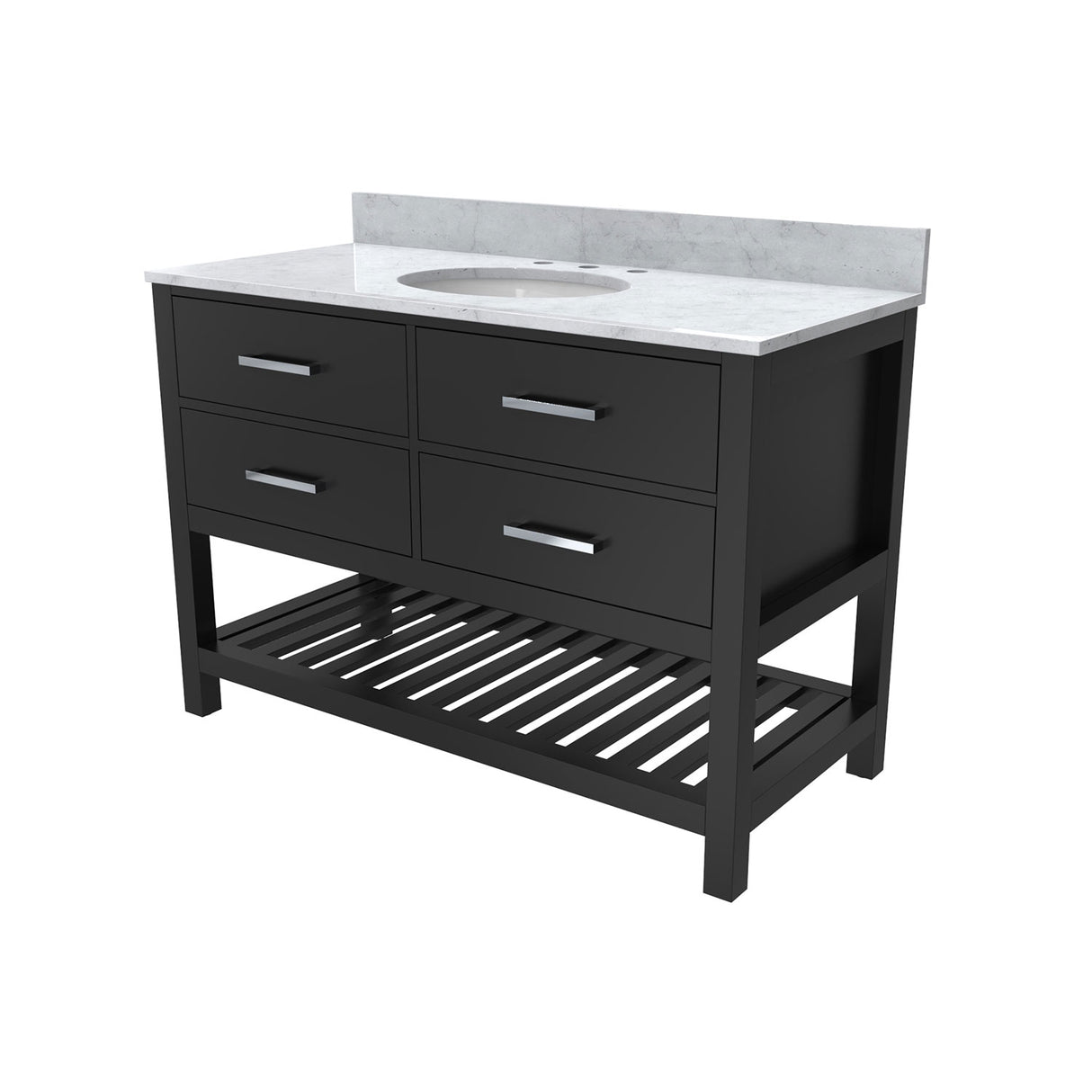 Valencia 48 Inch Oak Console Vanity with Oval Undermount Sink - Black