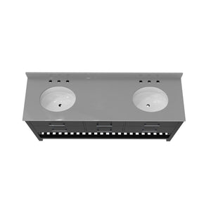 Valencia 60 Inch Birch & Oak Console Vanity with Rectangular Undermount Sinks - Black