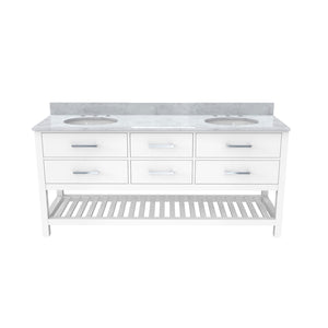 Valencia 72 Inch Oak Double Sink Bathroom Vanity - White
