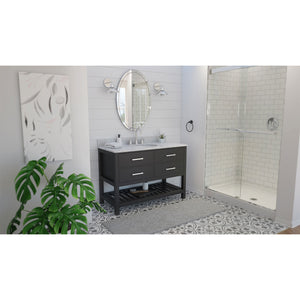 Valencia 48 Inch Oak Console Vanity with Oval Undermount Sink - Black