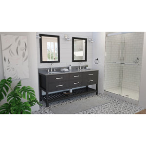 Valencia 60 Inch Birch & Oak Console Vanity with Rectangular Undermount Sinks - Black