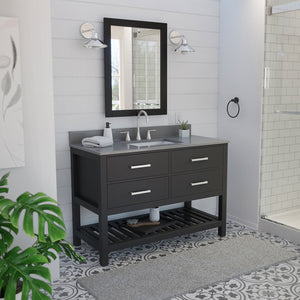 Valencia 48 Inch Oak Console Vanity with Rectangular Undermount Sink - Black