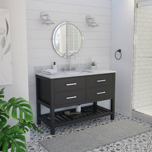 Valencia 48 Inch Oak Console Vanity with Rectangular Undermount Sink - Black