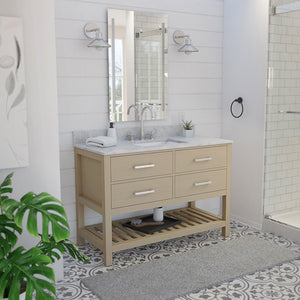 Valencia 48 Inch Oak Console Vanity with Rectangular Undermount Sink - Light Oak