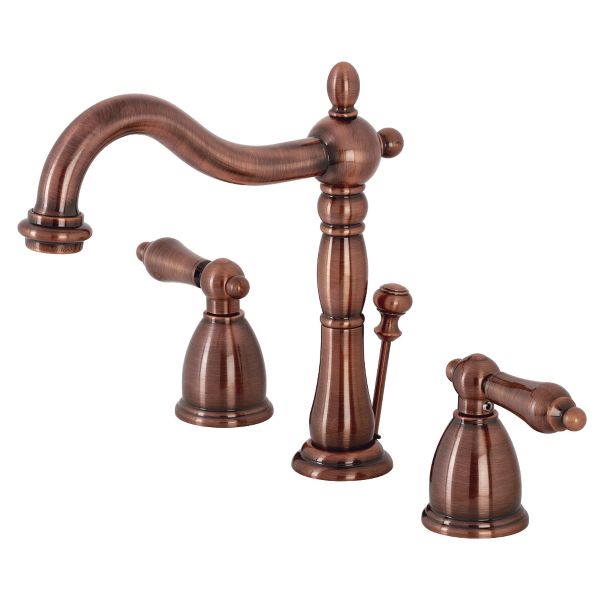 Kingston Brass KB197ALAC Heritage Widespread Bathroom Faucet with Brass Pop-Up, Antique Copper