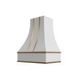 Essential White Curved Hood with Brass Strapping - 30" W x 36" H