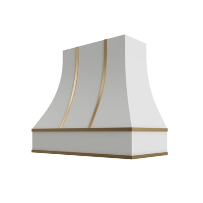 Essential White Curved Hood with Brass Strapping - 36" W x 36" H