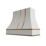 Essential White Curved Hood with Brass Strapping - 48" W x 36" H