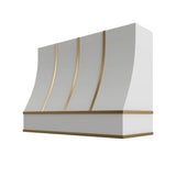 Essential White Sloped Hood with Brass Strapping - 48" W x 36" H