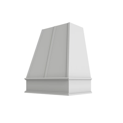 Essential White Tapered Hood with Strapping Flat Trim - 30" W x 36" H