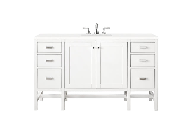 Addison 60" Single Vanity, Glossy White w/ 3 CM White Zeus Silestone Top