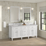 Lorelai 72" Double Vanity, Bright White w/ 3 CM Victorian Silver Silestone Top