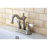 Kingston Brass KB1609PL Heritage 4 in. Centerset Bathroom Faucet, Brushed Nickel/Polished Brass