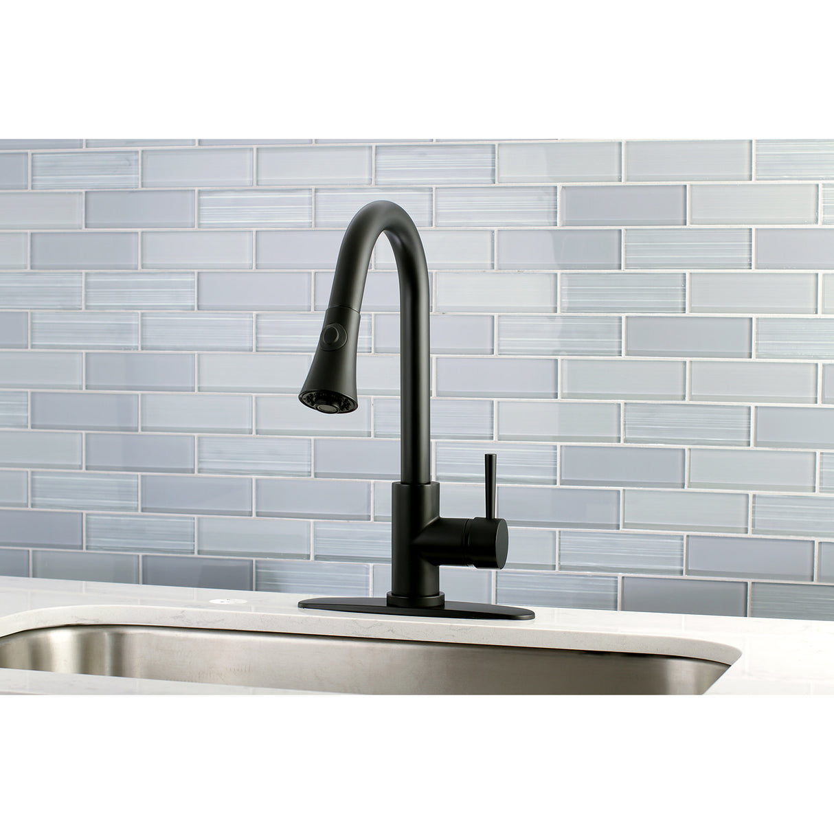 Gourmetier LS8720DL Concord Single-Handle Pull-Down Kitchen Faucet, Matte Black