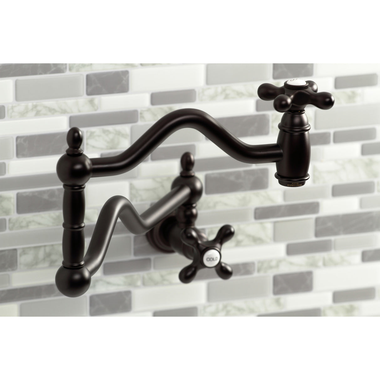 Kingston Brass KS2105AX Heritage Wall Mount Pot Filler, Oil Rubbed Bronze