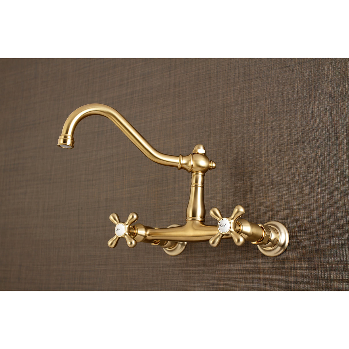 Kingston Brass KS3247AX Vintage Wall Mount Bathroom Faucet, Brushed Brass