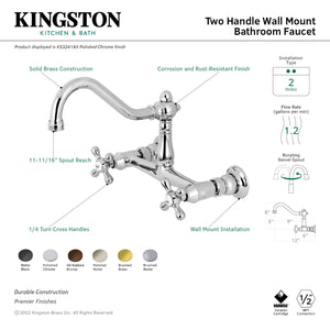 Kingston Brass KS3241AX Vintage Wall Mount Bathroom Faucet, Polished Chrome