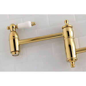 Kingston Brass KS3102PL Restoration Wall Mount Pot Filler Kitchen Faucet, Polished Brass