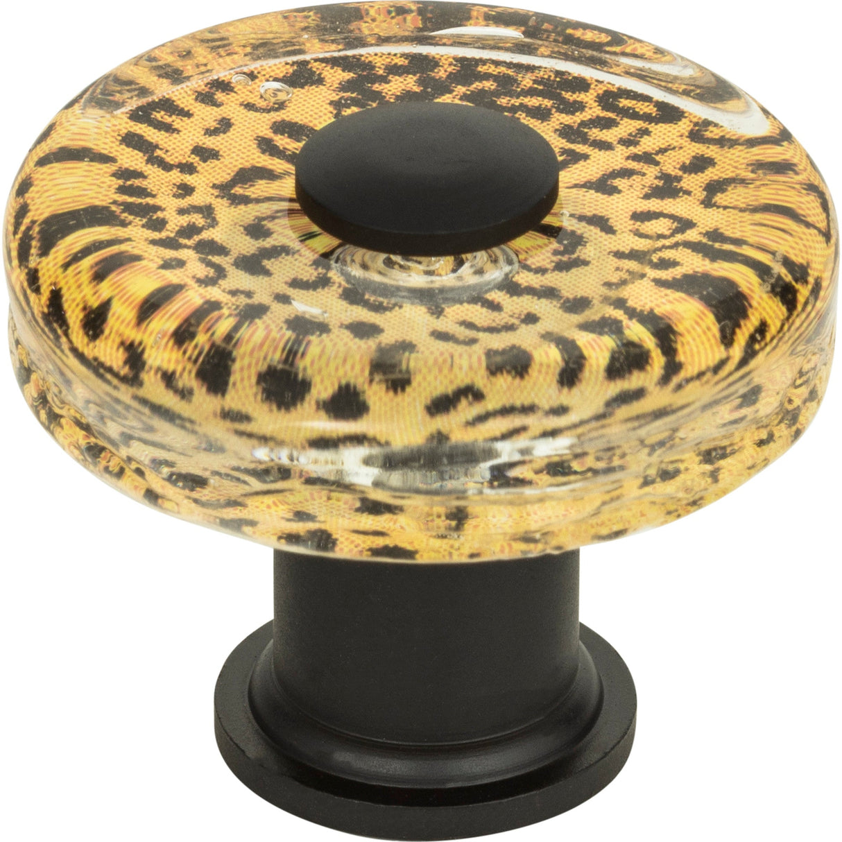Atlas Homewares Cheetah Glass Round Knob 1 1/2 Inch Matte Black