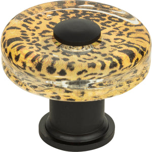 Atlas Homewares Cheetah Glass Round Knob 1 1/2 Inch Matte Black