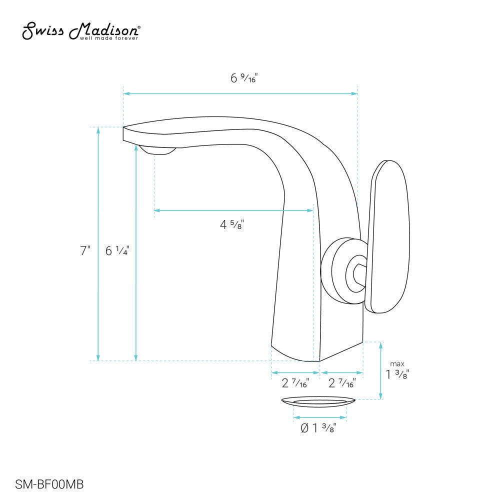 Chateau Single Hole, Single-Handle, Bathroom Faucet in Matte Black