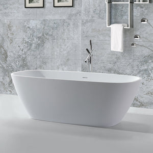 DAX Solid Surface Oval Freestanding Bathtub, Matte White BT-AB-B037