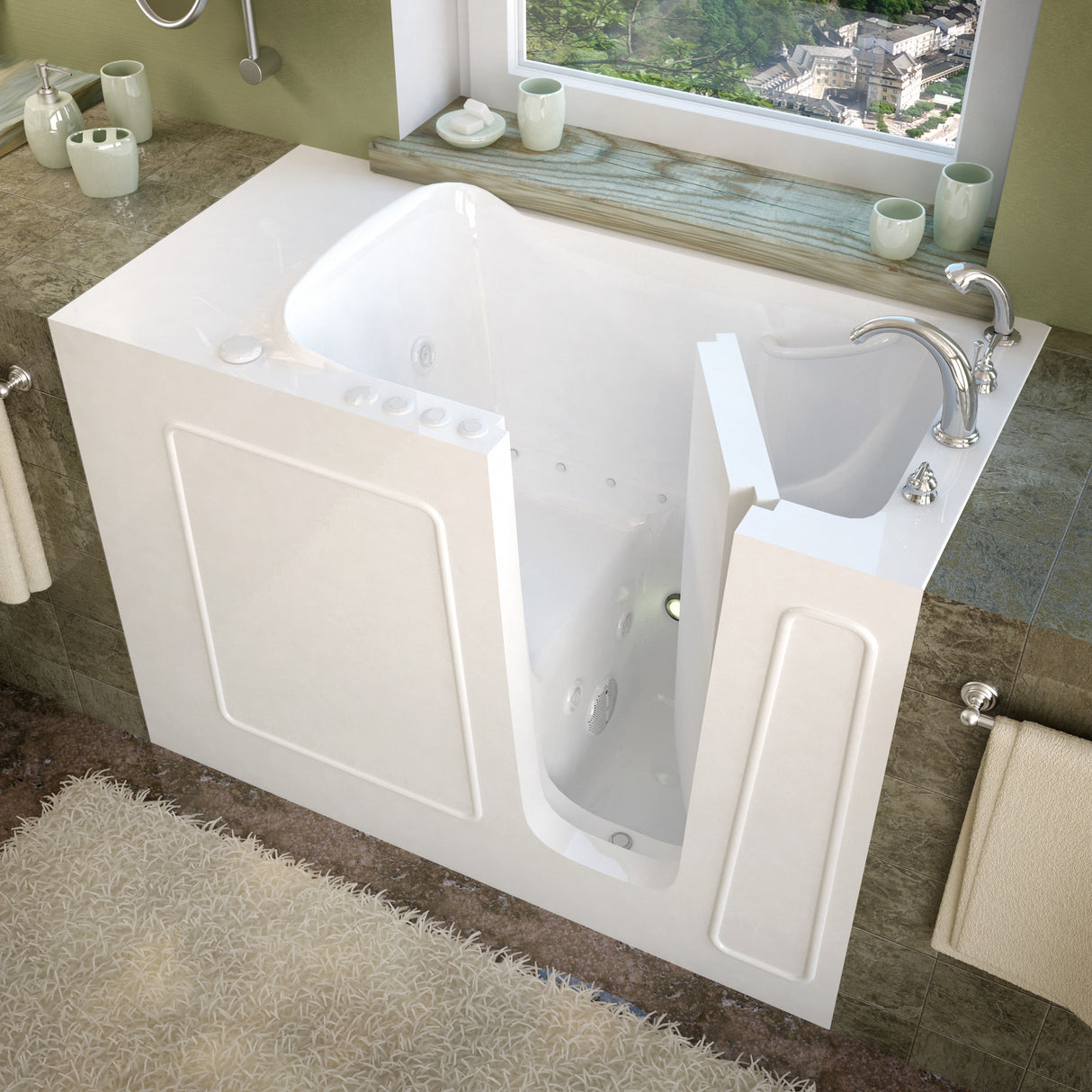 MediTub Walk-In 26 x 53 Right Drain White Whirlpool & Air Jetted Walk-In Bathtub