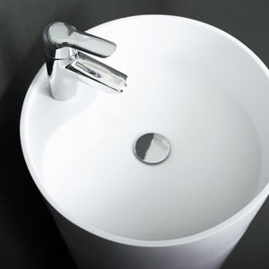 DAX Solid Surface Round Pedestal Freestanding Bathroom Basin, Matte White DAX-AB-1380