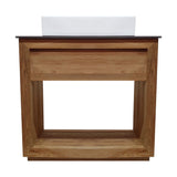 Rennes 36" Reclaimed Wood Vanity in Walnut with Slate Countertop and Single Hole Vessel Sink