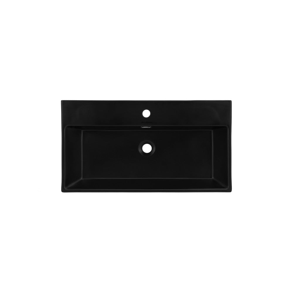 Claire 30 Ceramic Console Sink Matte Black Basin Chrome Legs