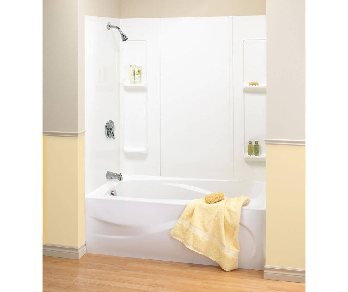 MAAX 101593-000-129-000 Elan 59 61 x 32 Polystyrene Glue up Five-Piece Tub Wall Surround in White