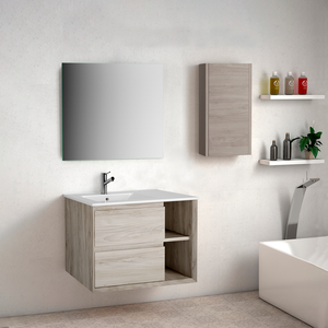 DAX Oceanside Engineered Wood and Porcelain Left Onix Basin with Single Vanity, 36", Pine DAX-OCE013612-ONX