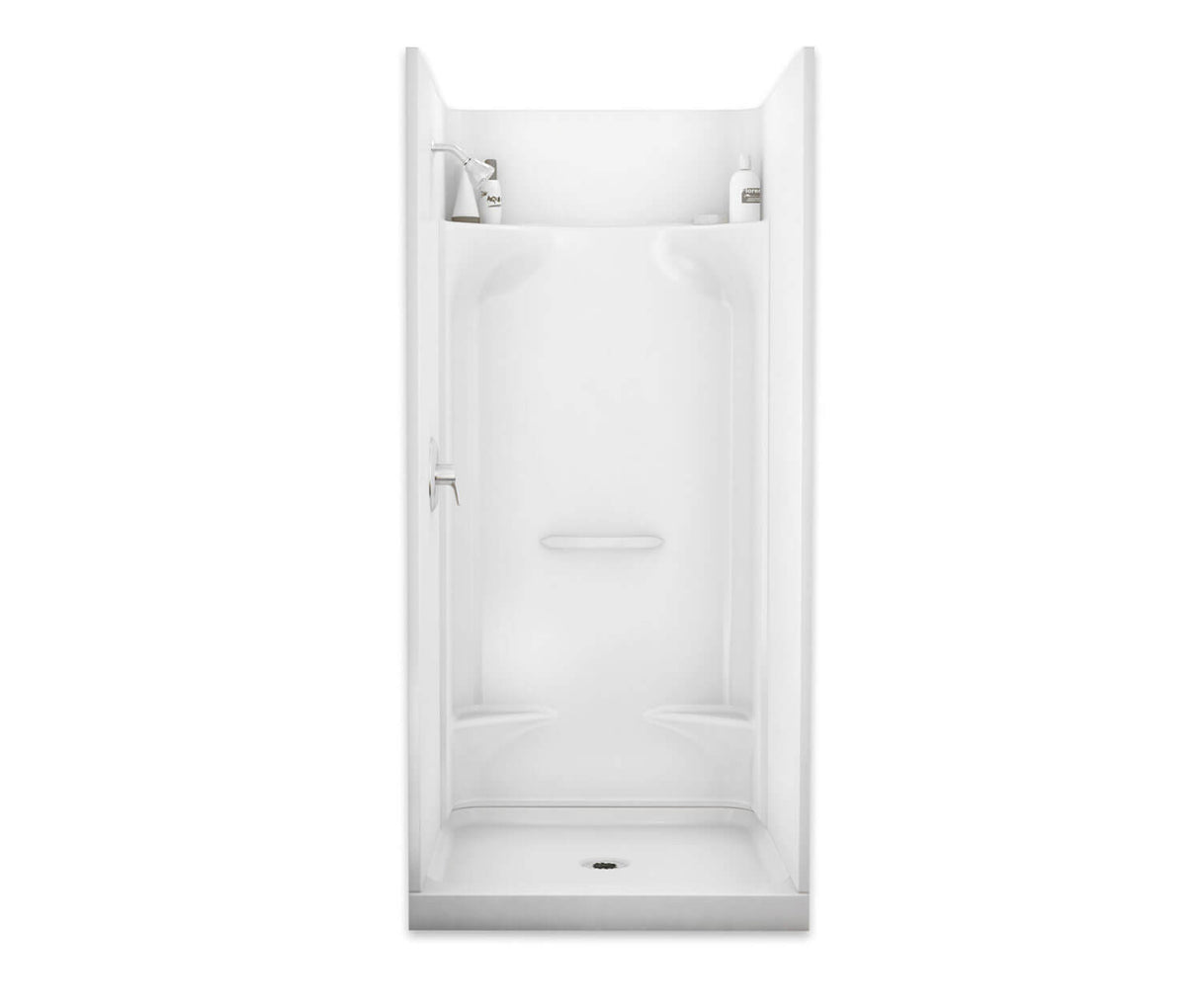 Aker KDS 3636 AFR AcrylX Alcove Center Drain Four-Piece Shower in Sterling Silver