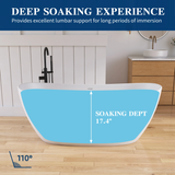New England Home Goods 65" Modern Solid Surface Freestanding Bathtub Deep Soaking Tubs