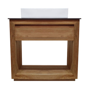 Rennes 36" Reclaimed Wood Vanity in Walnut with Slate Countertop and Single Hole Vessel Sink
