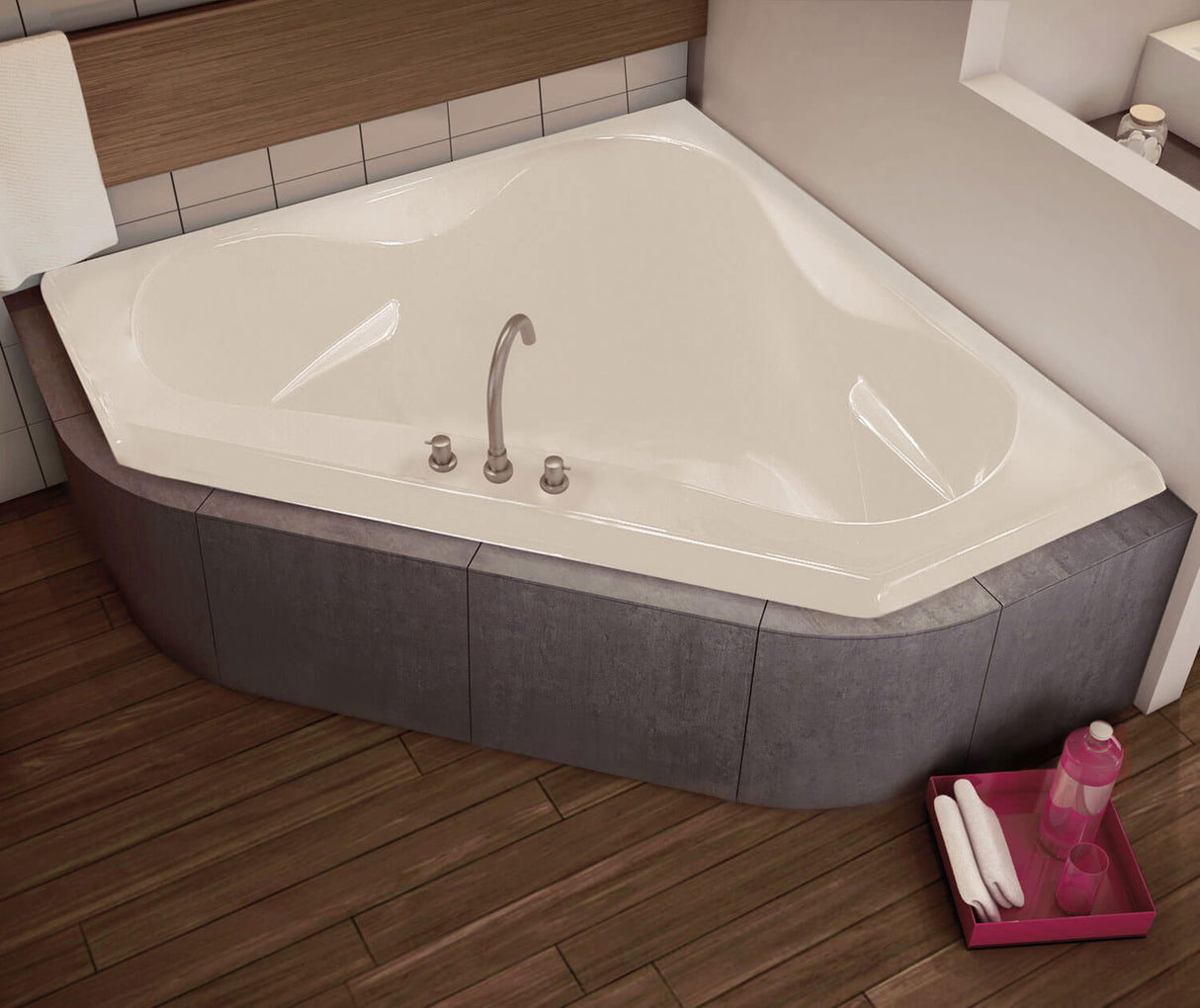 MAAX 100053-003-001-000 Tryst 59 x 59 Acrylic Corner Center Drain Whirlpool Bathtub in White