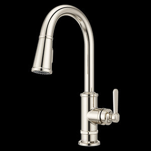 Port Haven 1-Handle Pull-Down Kitchen Faucet in Polished Nickel