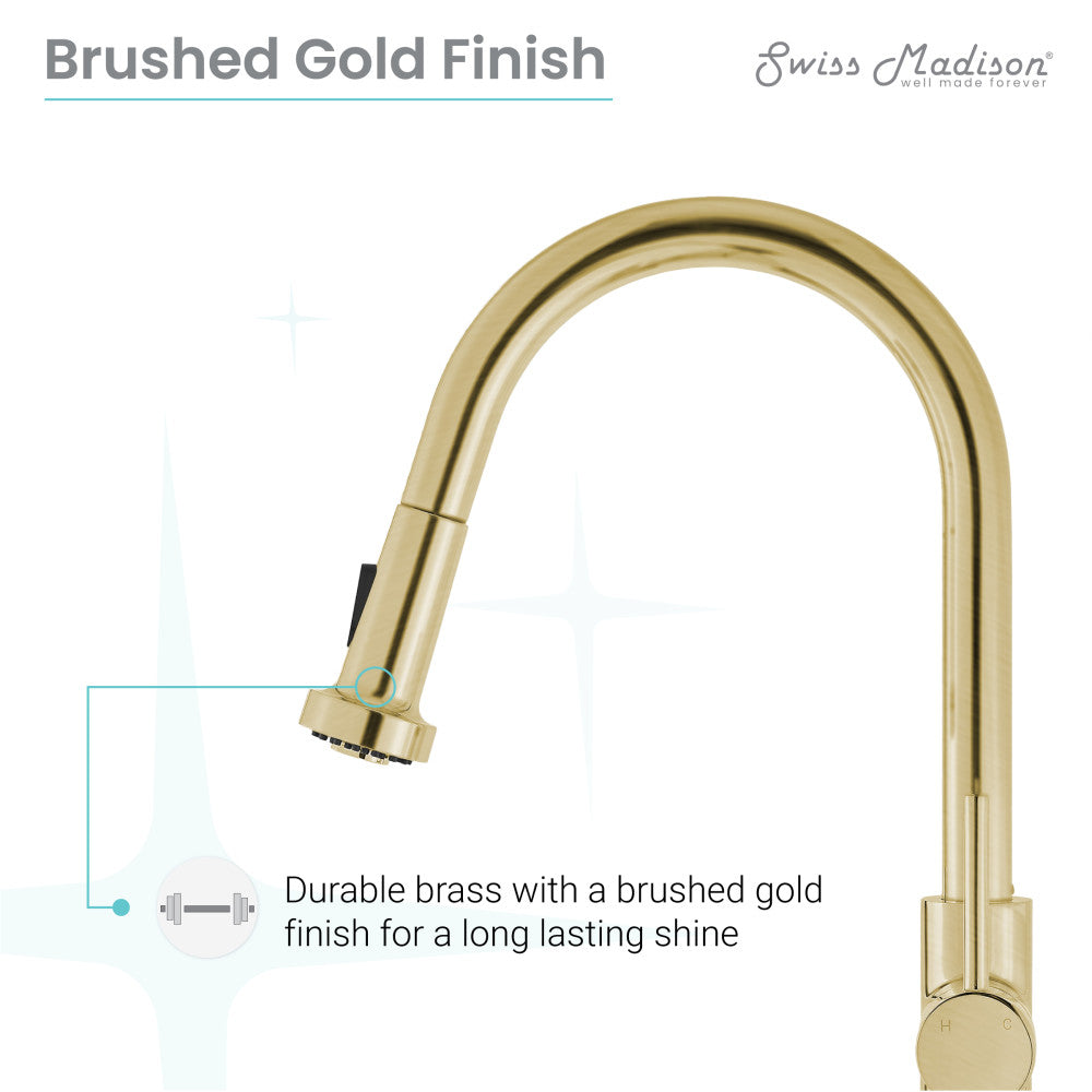 Nouvet Single Handle, Pull-Down Kitchen Faucet in Brushed Gold