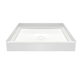 Swanstone VP4242CPANNS Solid Surface Alcove Shower Pan with Center Drain in White VP4242CPANNS.010